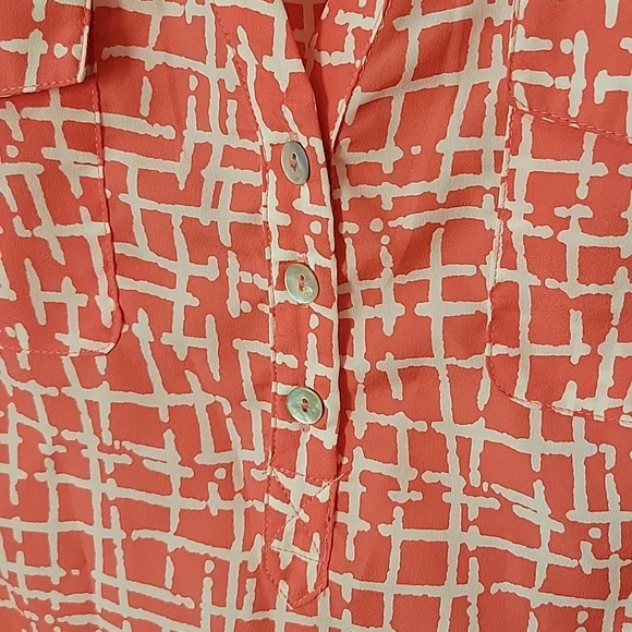 41 Hawthorne Orange Geometric Blouse - Small - Picture 4 of 8